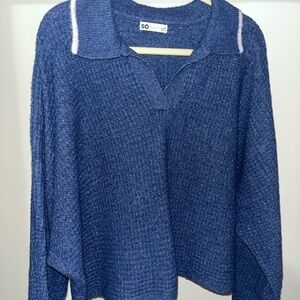 SO Women's V-Neck Sweater in Blue